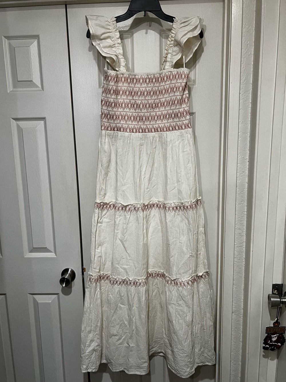 NWT ANTHROPOLOGIE SIM & SAM CREAM SMOCKED TIERED MAXI DRESS  SIZE L - Picture 2 of 14